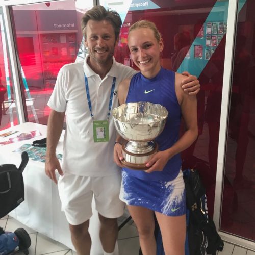 Donna Vekic and Nick Horvat with trophy - Nottingham Open WTA Title