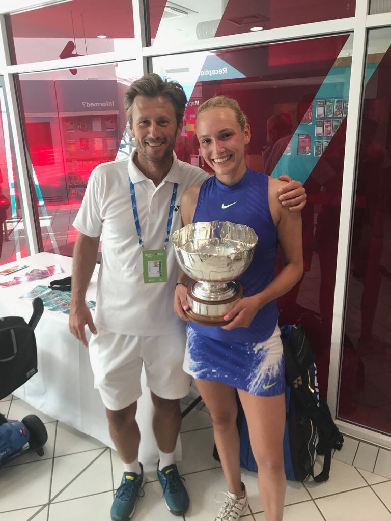 Donna Vekic and Nick Horvat with trophy - Nottingham Open WTA Title